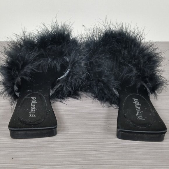 Jeffrey Campbell Acelynn Faux Fur Slides, Black, Women’s Size 9 M - Picture 4 of 6